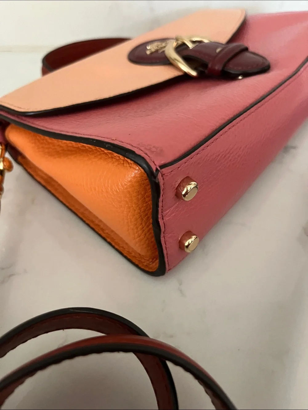 EUC Coach Kleo Leather Top-Handle Satchel in color block - Picture 9 of 11